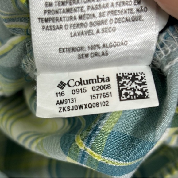 Columbia Button Up Short Sleeve Green Plaid Cotton Shirt-Men Size XL - Picture 7 of 7